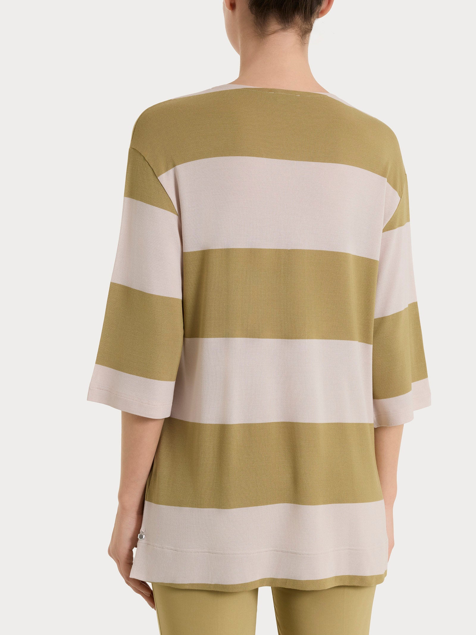 Ragno Summer Light Maglietta Scollo V Khaki a Righe