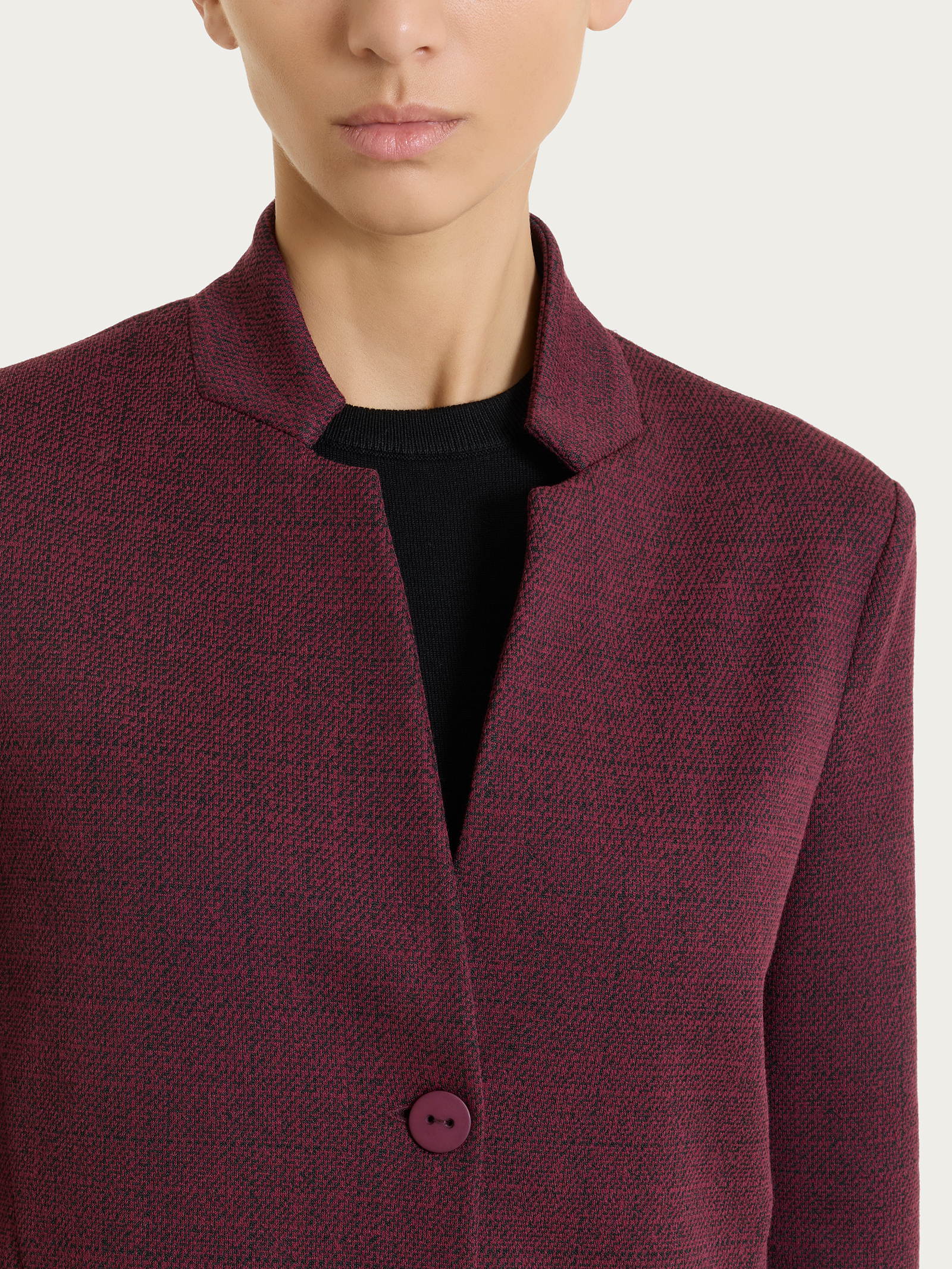 Ragno Compact Blazer Corto Jacquard Micro Check Viola