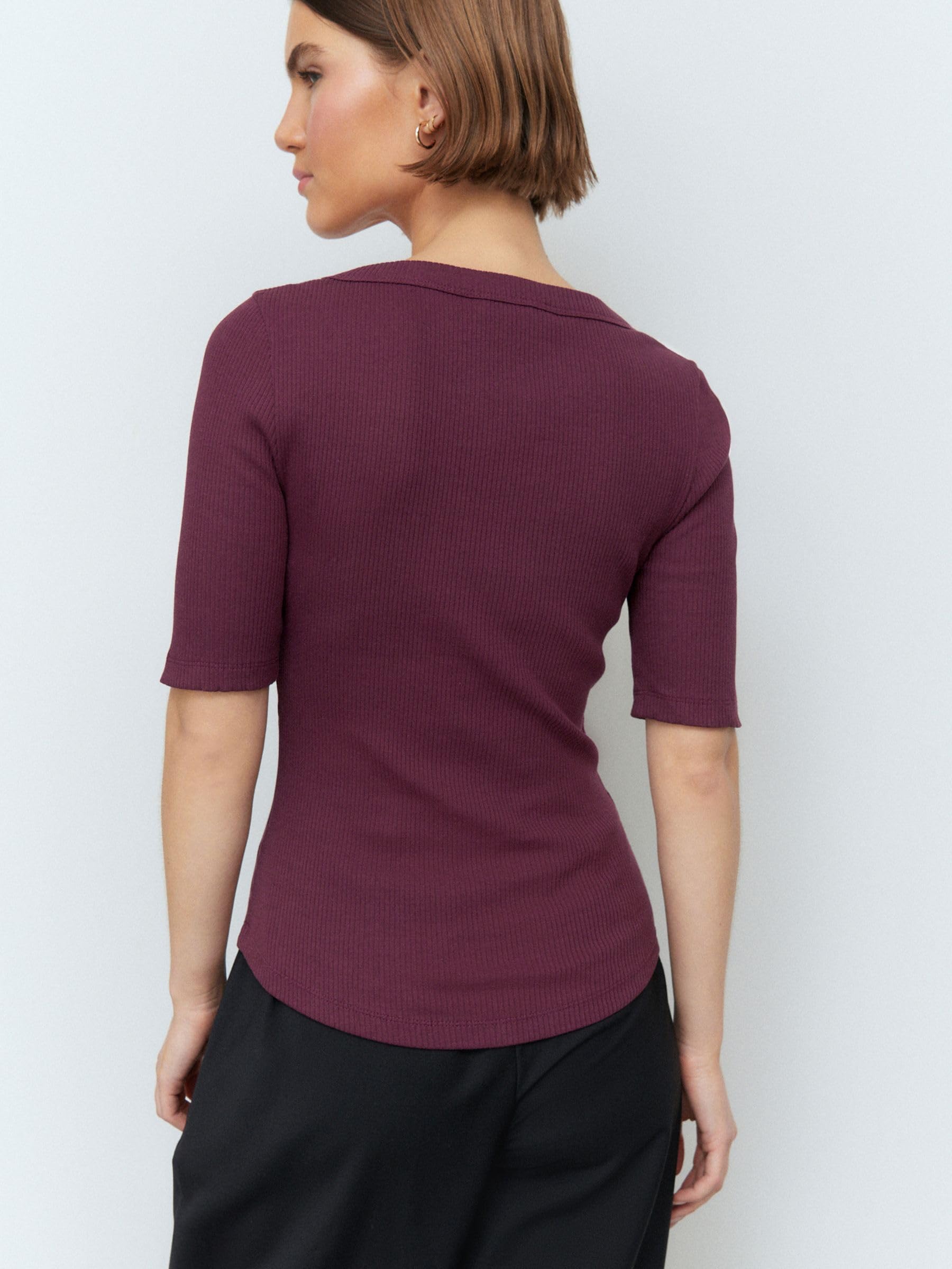 Next Top Henley Donna 46 Nero Coste Ampie Cotone