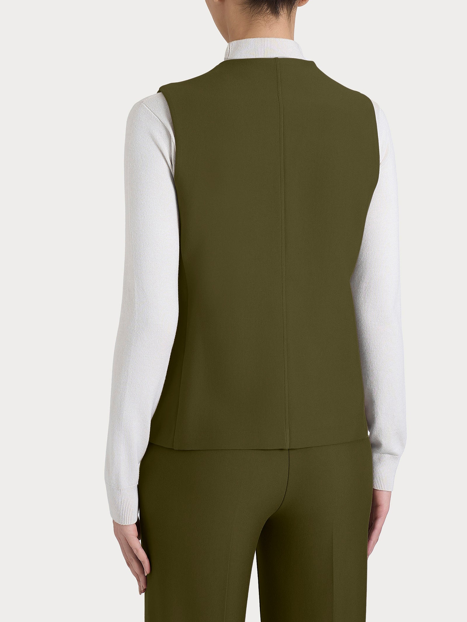 Ragno Compact gilet 4 bottoni Dark Olive misto viscosa