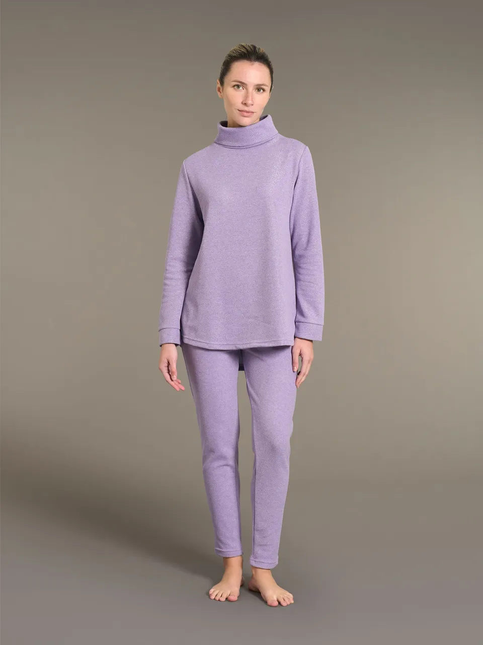 Ragno Sweet Emotion pigiama lungo pile lurex Lilla