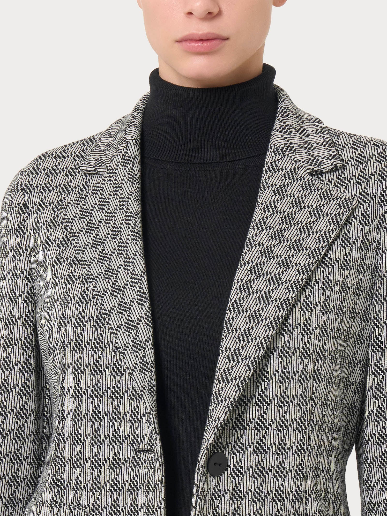 Ragno Eco Jacquard blazer corto 1 bottone Fant.Nero