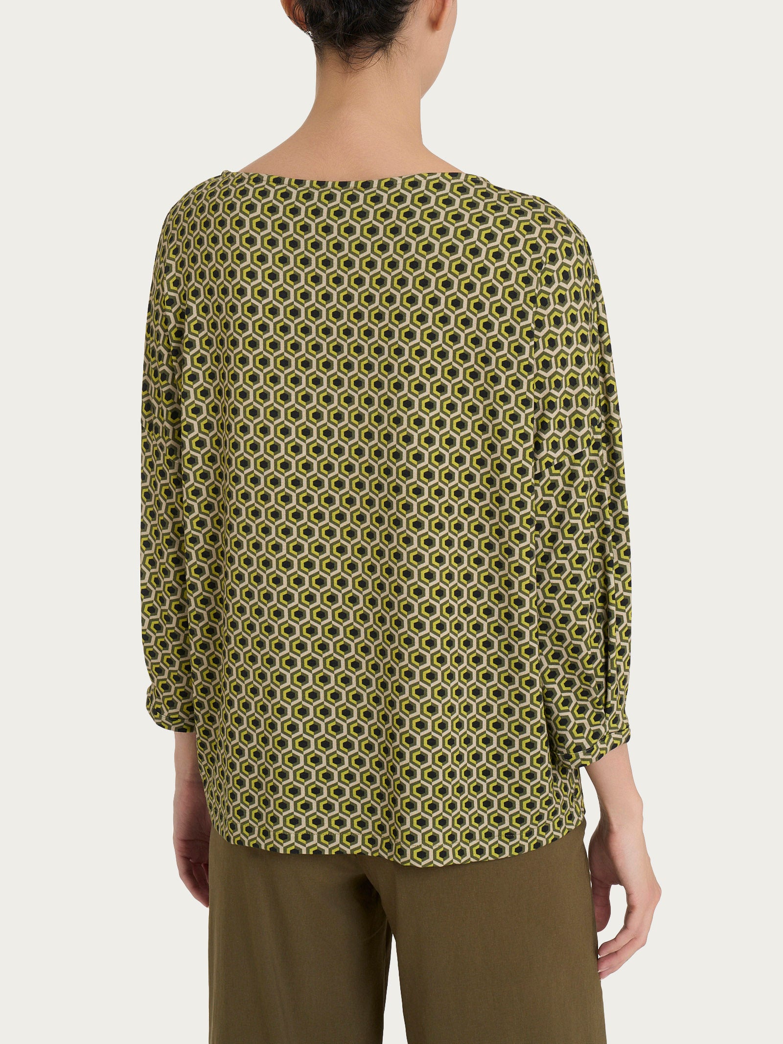 Ragno Maglietta Manica Ampia Hexagon Viscosa Boxy Fant. Sphagnum