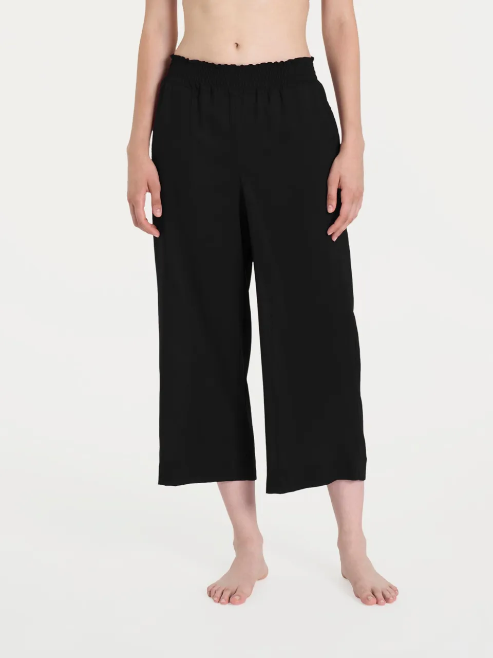 Ragno Ecoseta Pantalone Cropped Nero wide leg
