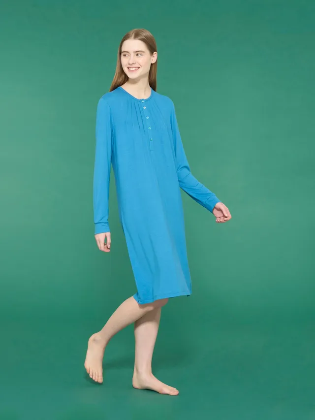 Ragno Camicia da notte lunga micromodal Vallarta Blue