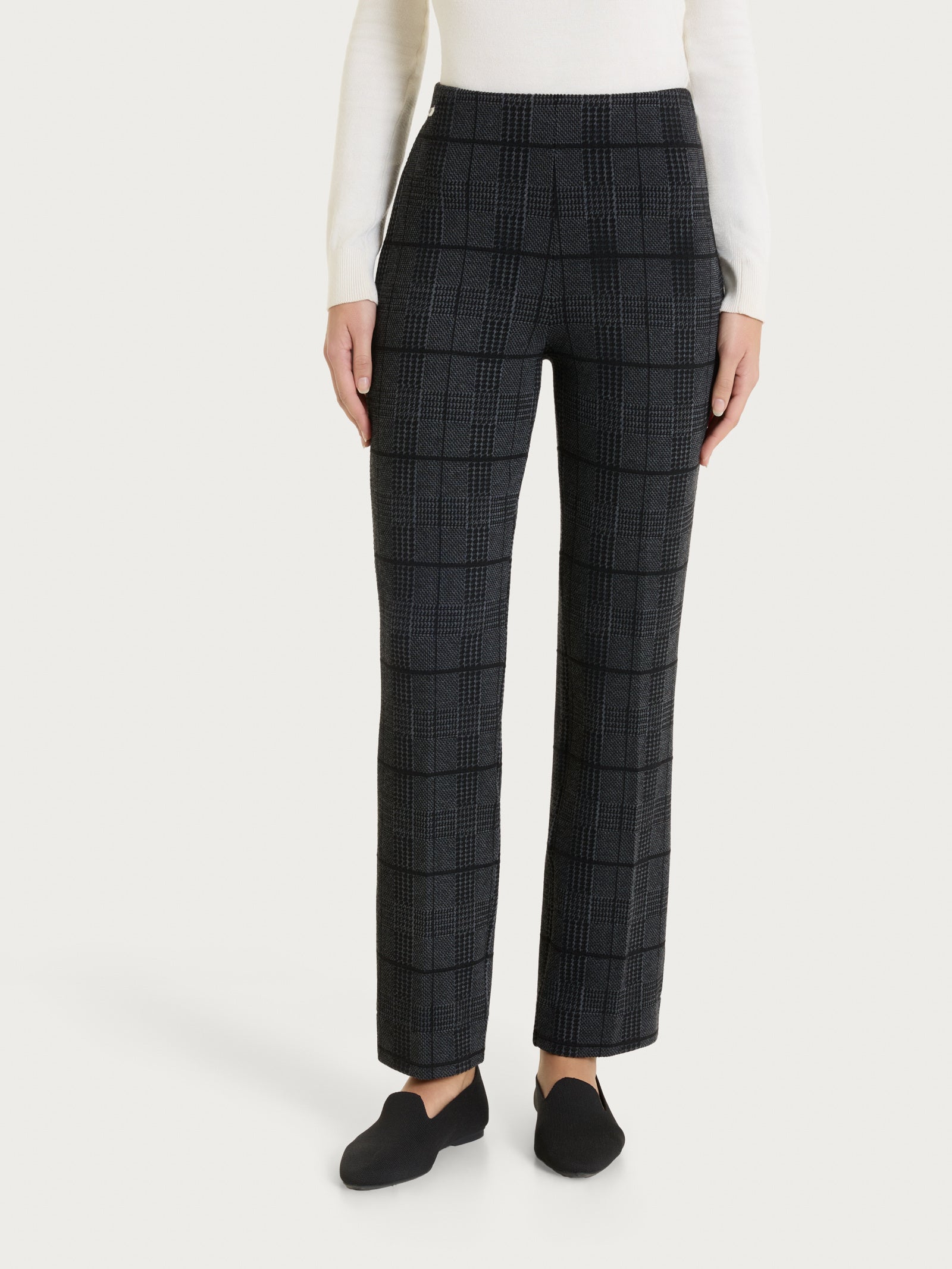 Ragno Pantalone dritto check donna Fant.Nero jacquard