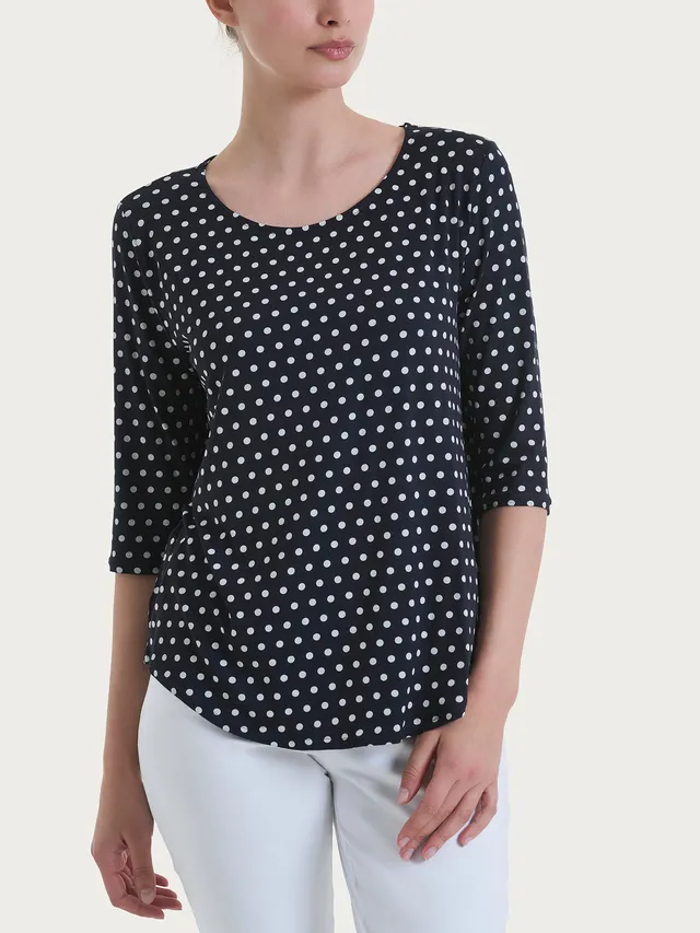 Ragno Viscose Summer T-Shirt Pois Fantasia Blu