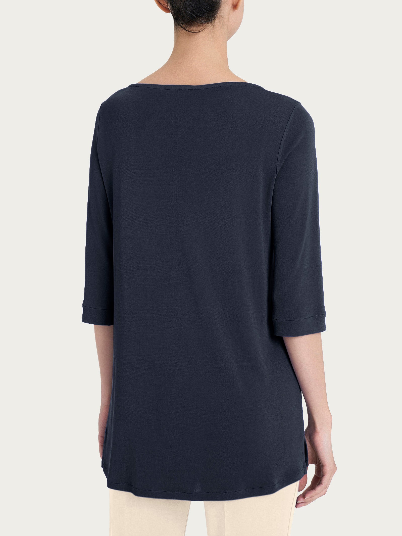 Ragno Crêpe Satin maglia bleu manica 3/4 scollo barchetta