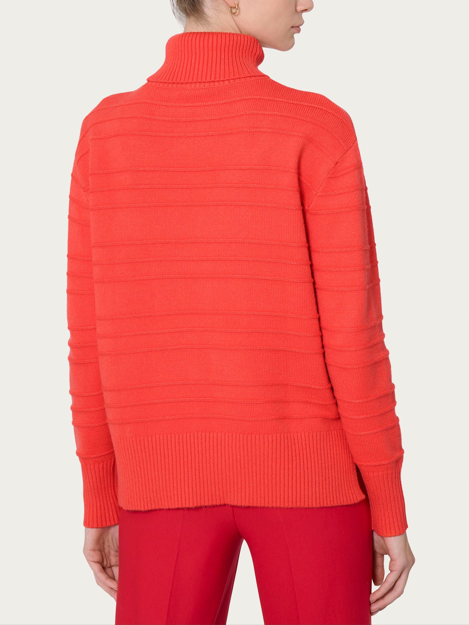 Ragno Super Soft maglia dolcevita righe Cayenne misto viscosa