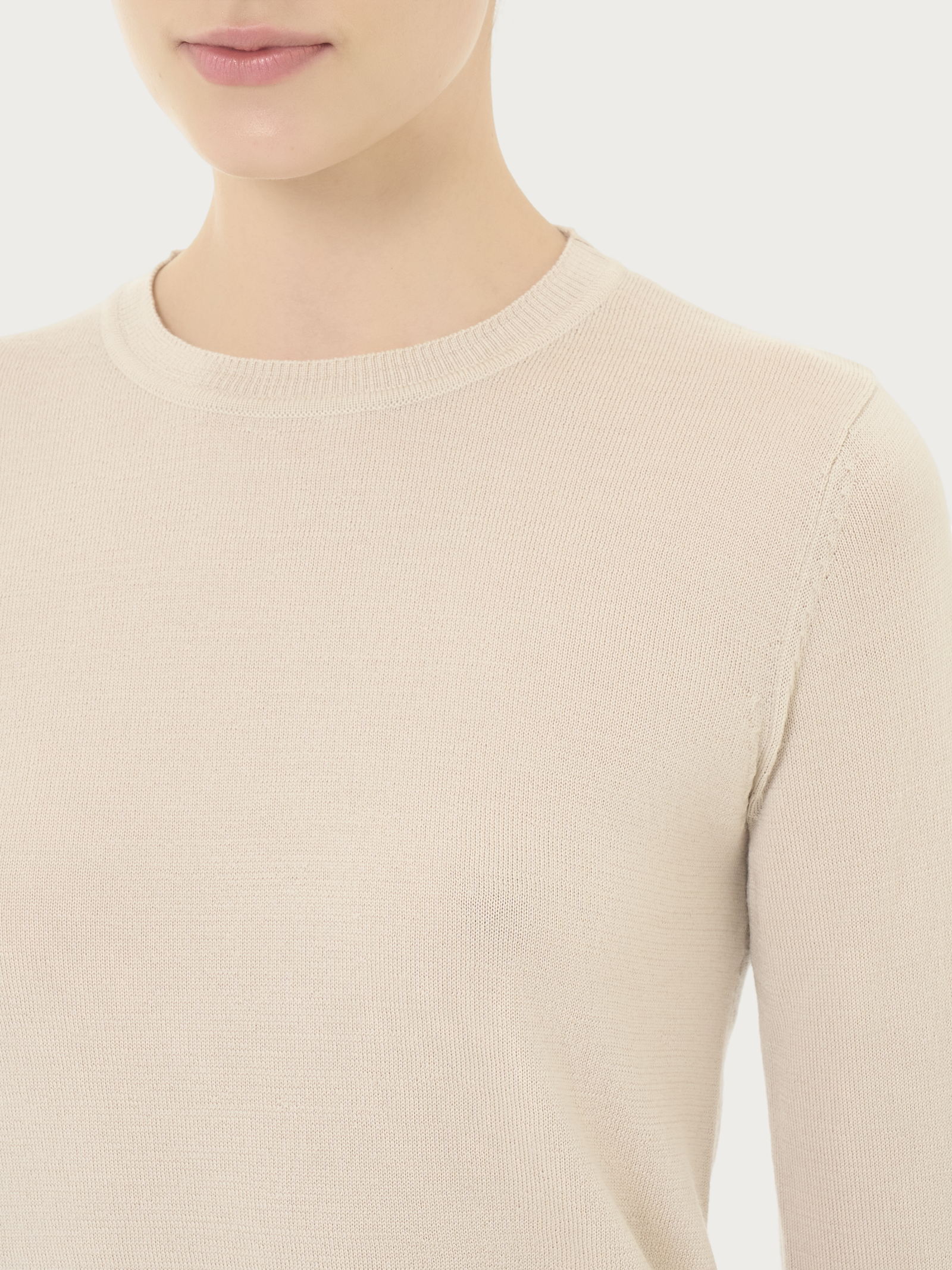Ragno Merino Soft Maglia Girocollo Donna Champignon Pura Lana