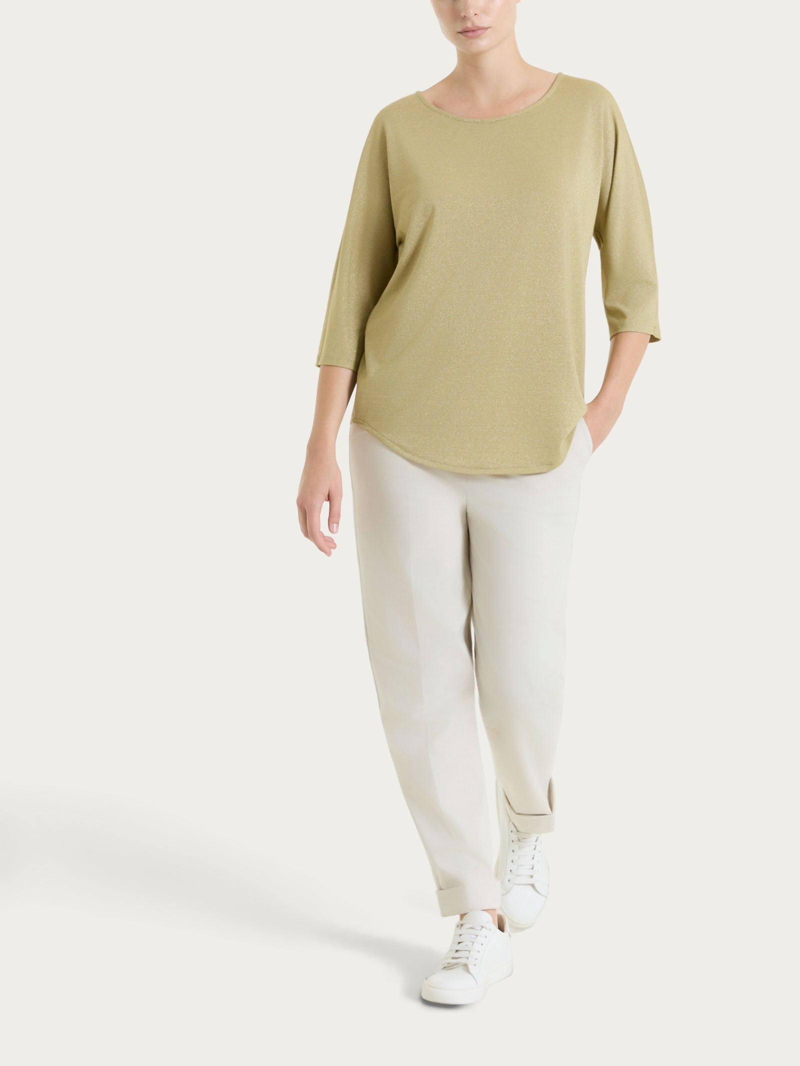 Ragno Summer Light Maglietta Kimono 3/4 Khaki Righe