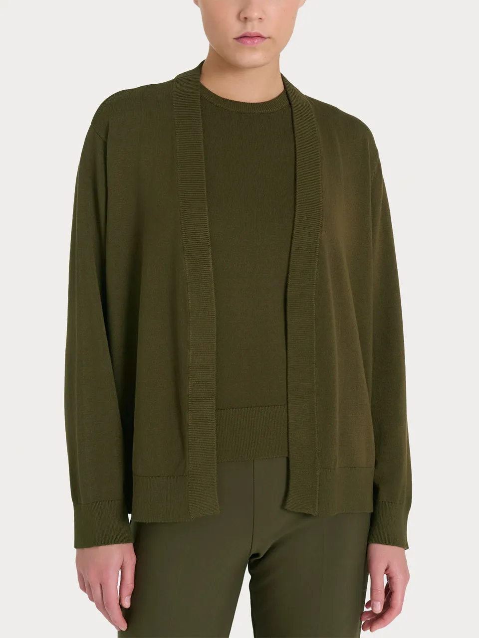 Ragno Four Seasons cardigan corto donna verde oliva
