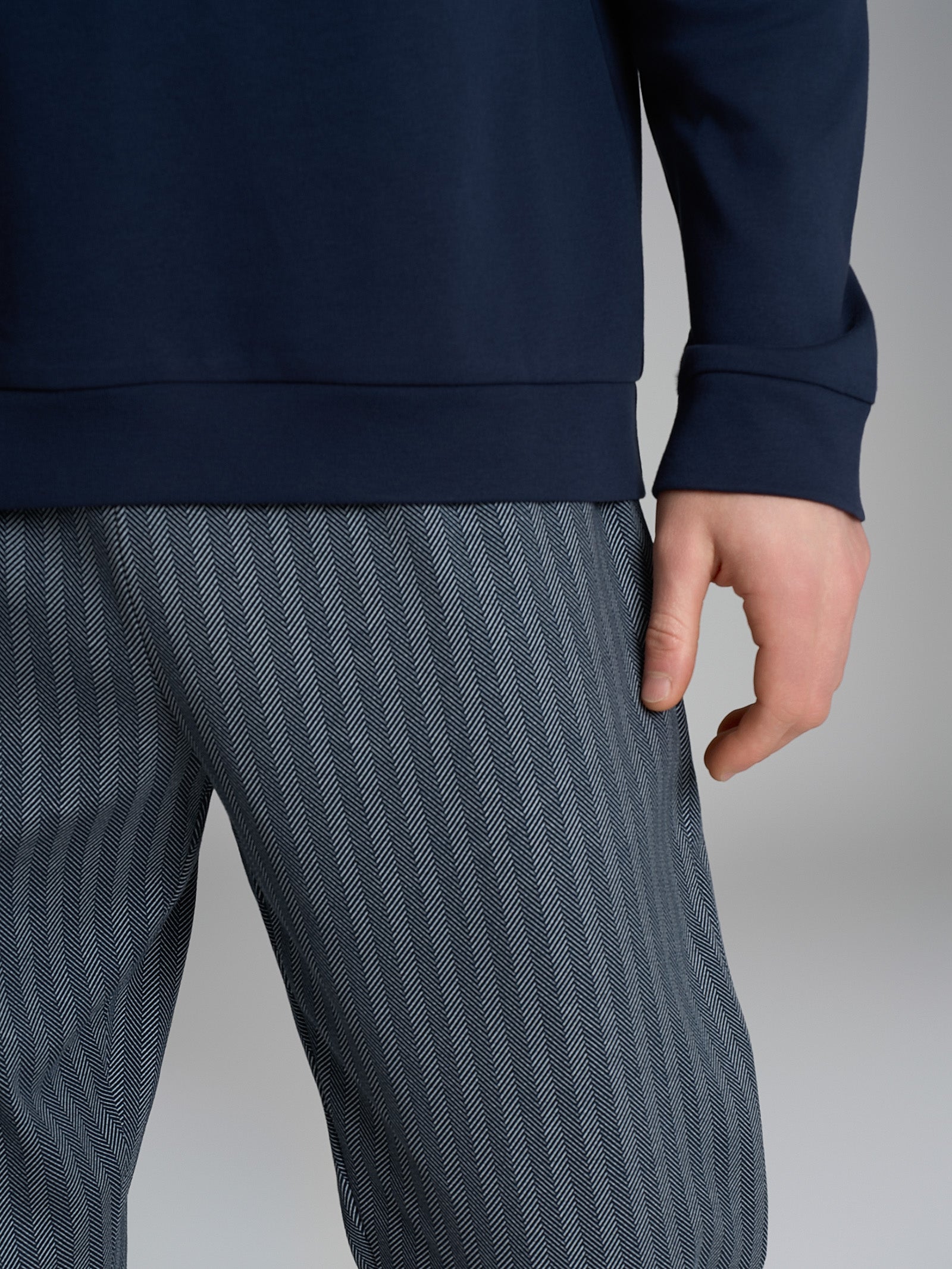 Ragno pigiama serafino lungo uomo Notte Spigato cotone 58-60
