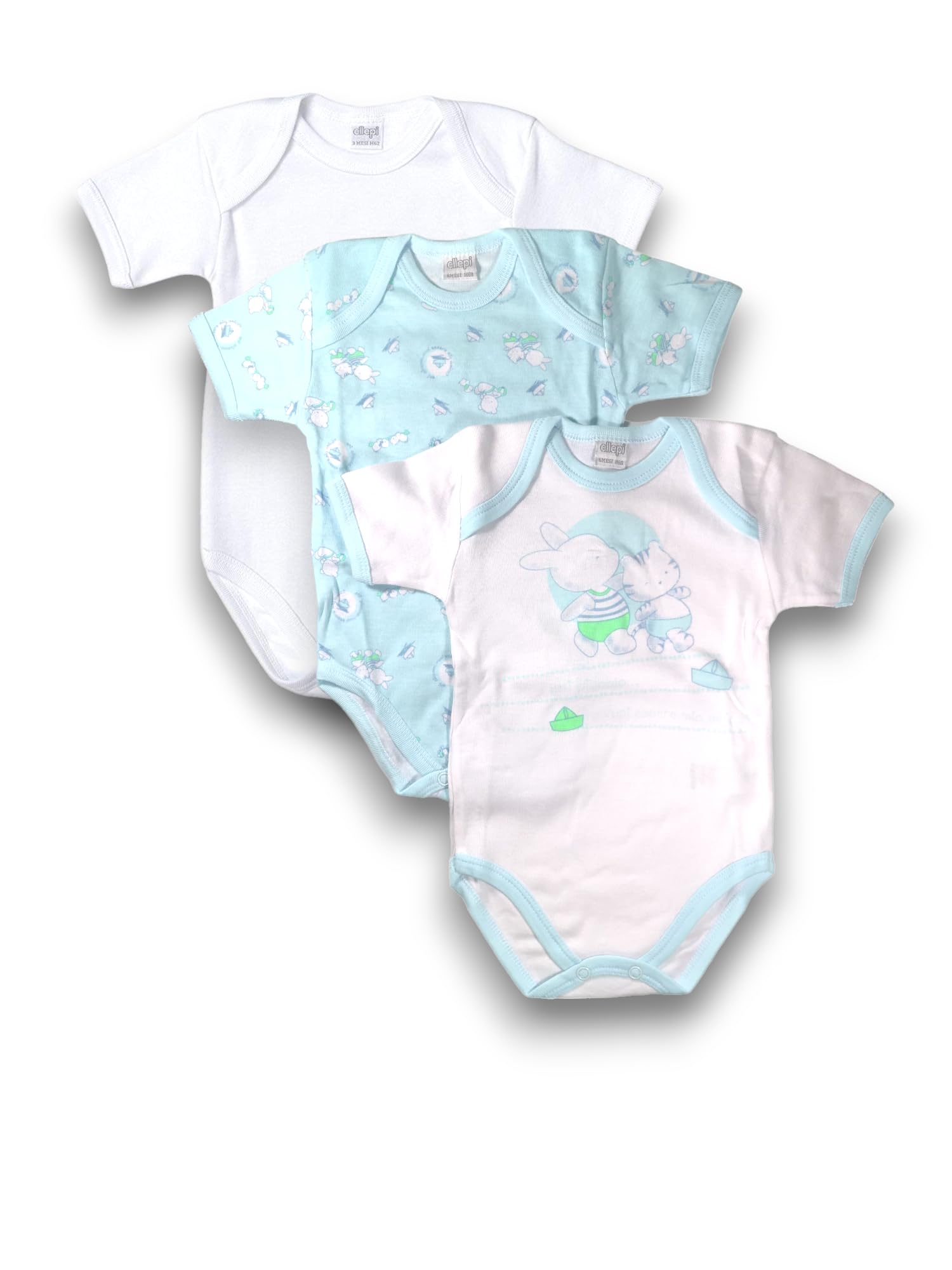 Lady C Jersey Baby Body Cotone Manica Corta Bimbo 3 Pezzi