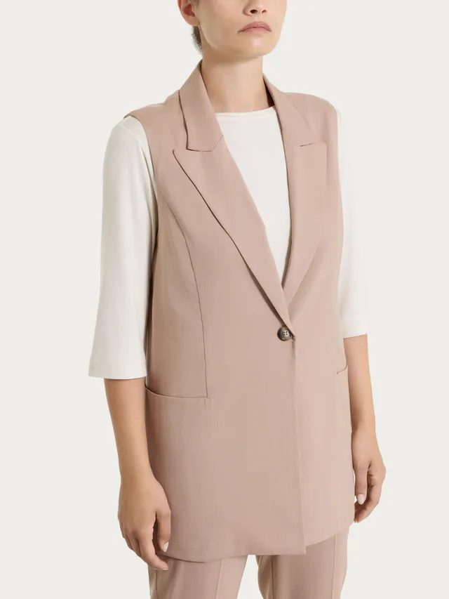 Ragno Super Natural gilet lungo warm taupe donna fresco