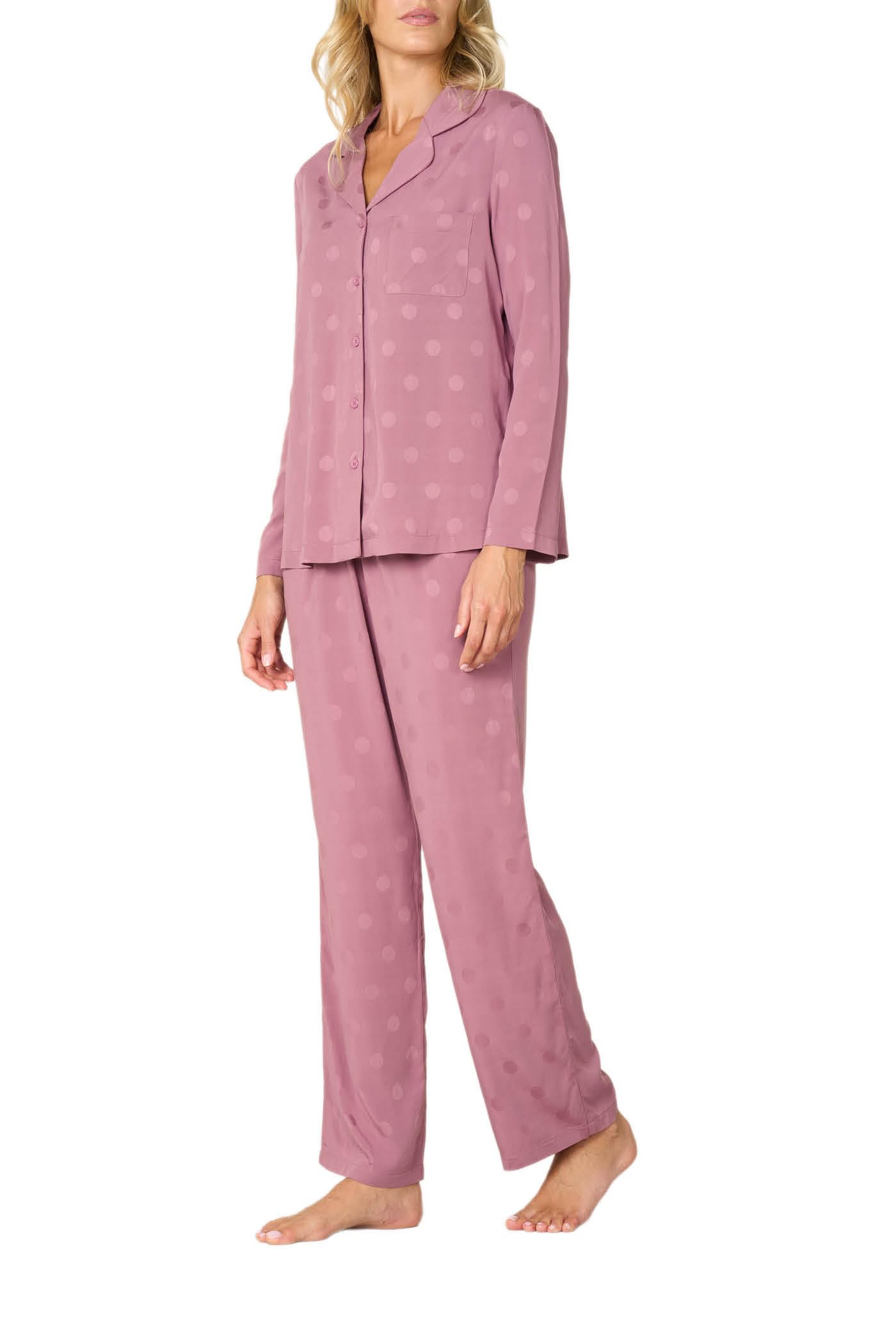 Goldenpoint Satin Pois Abbottonato pigiama lungo donna pois