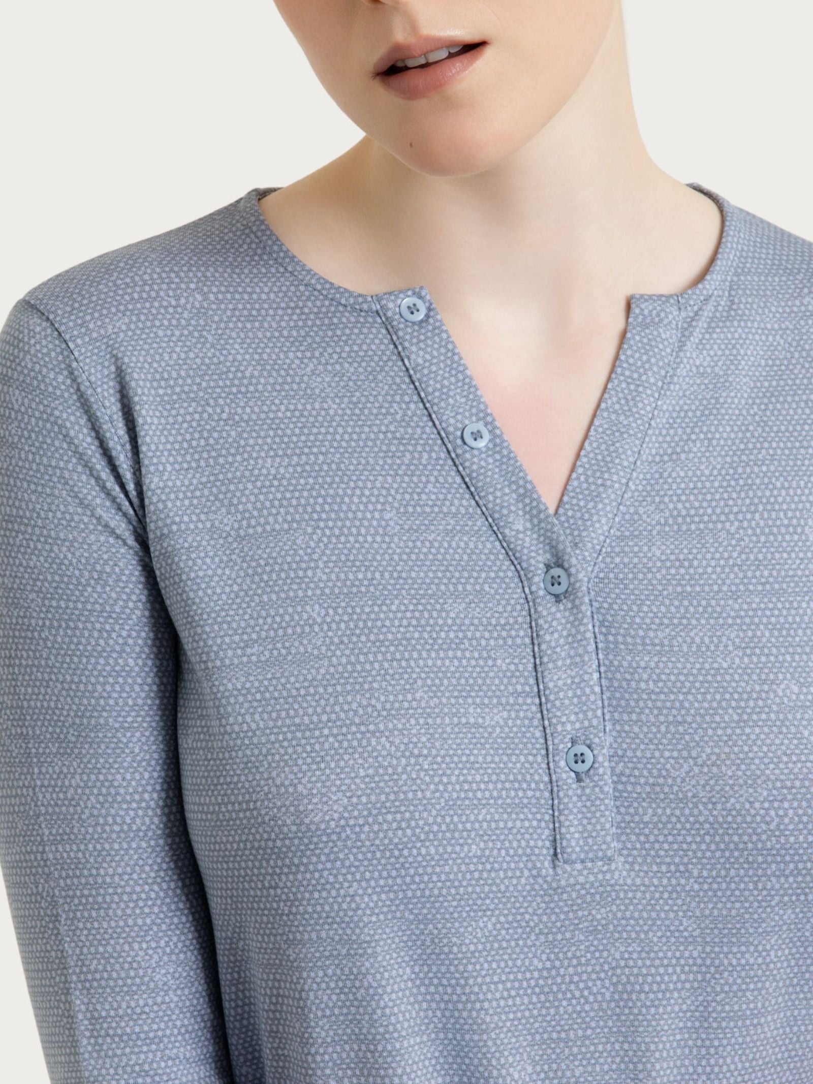 Ragno maglietta serafino viscosa manica 3/4 dusty blue