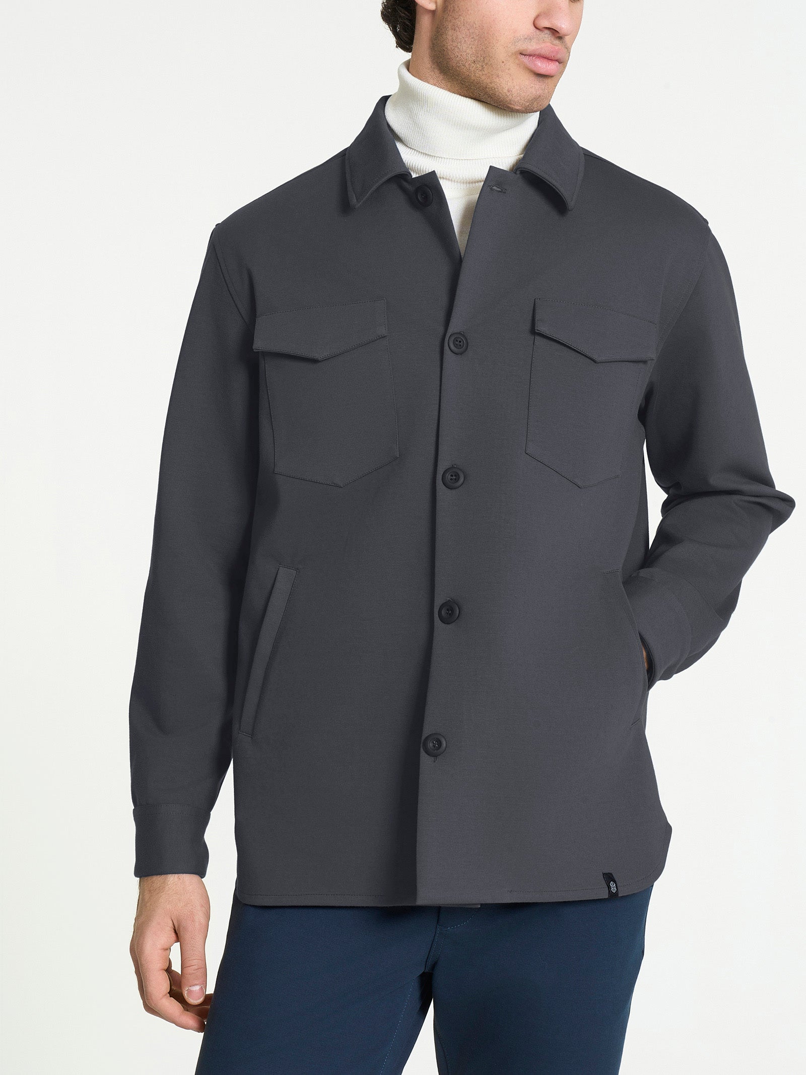 Ragno Cotton Compact shacket cotone grigio utility