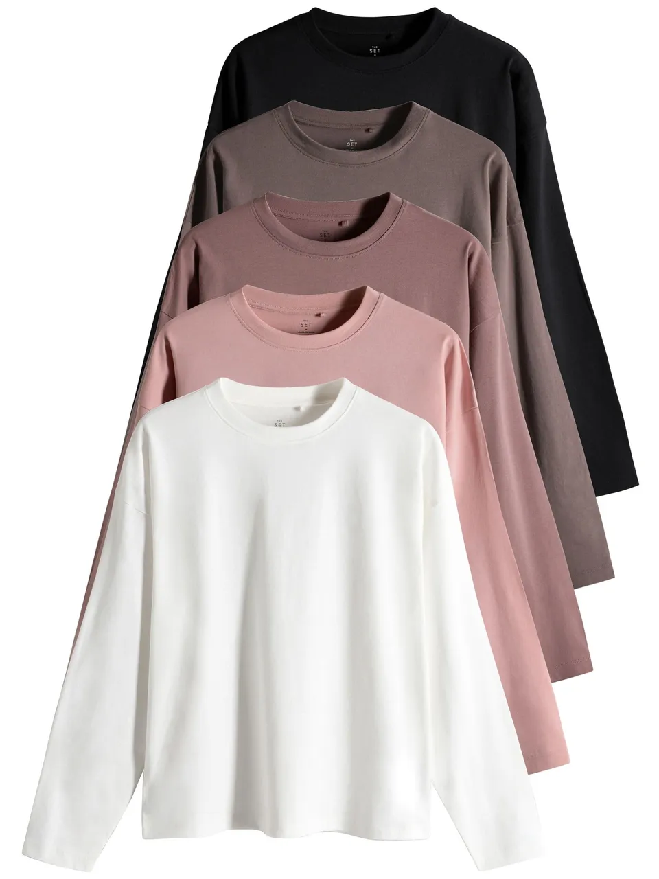 Next The Set T-Shirt Donna Manica Lunga Confezione da 5 Comoda