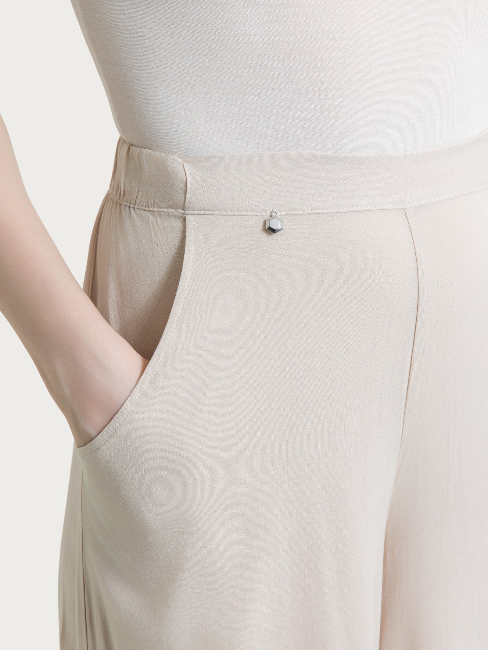 Ragno Viscosa Summer Pantalone Palazzo Champignon con tasche
