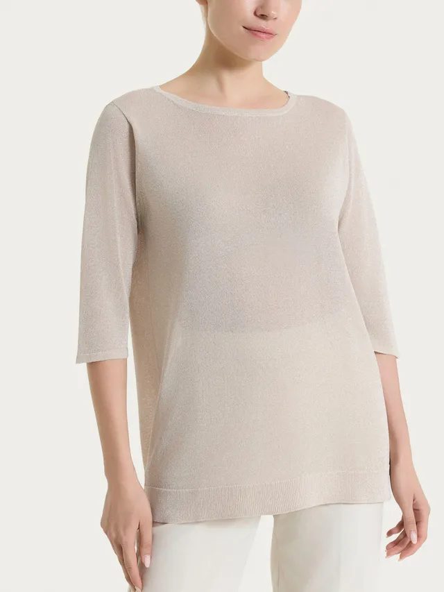Ragno Maglia Manica 3/4 Barchetta Crêpe Lurex Lilac Ash