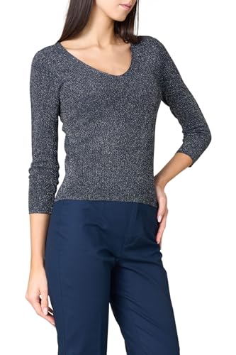 Goldenpoint Maglia Donna Scollo V 3/4 Lamè Costine Viscosa