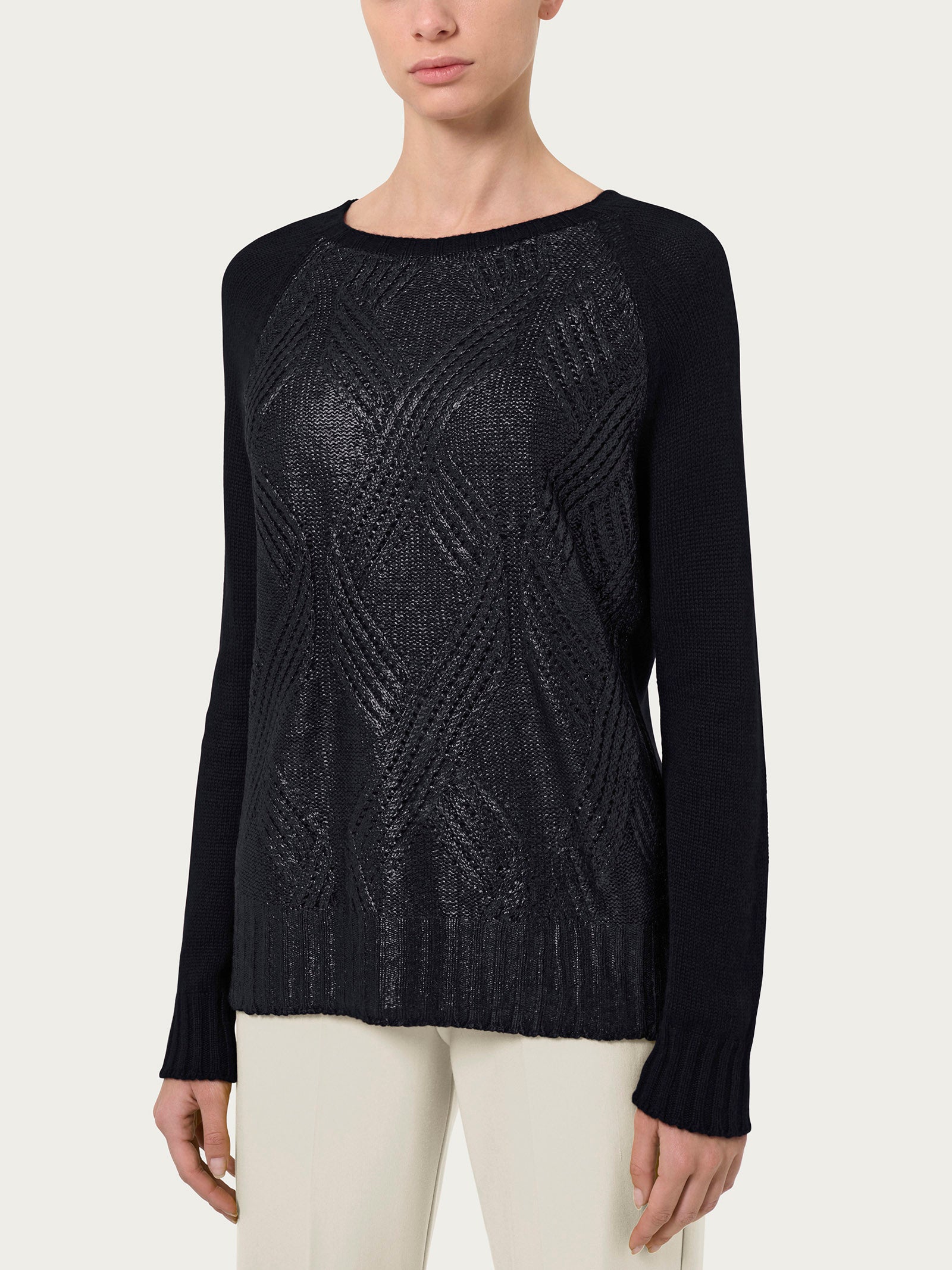 Ragno Merino Soft Girocollo maglia angora nero calda