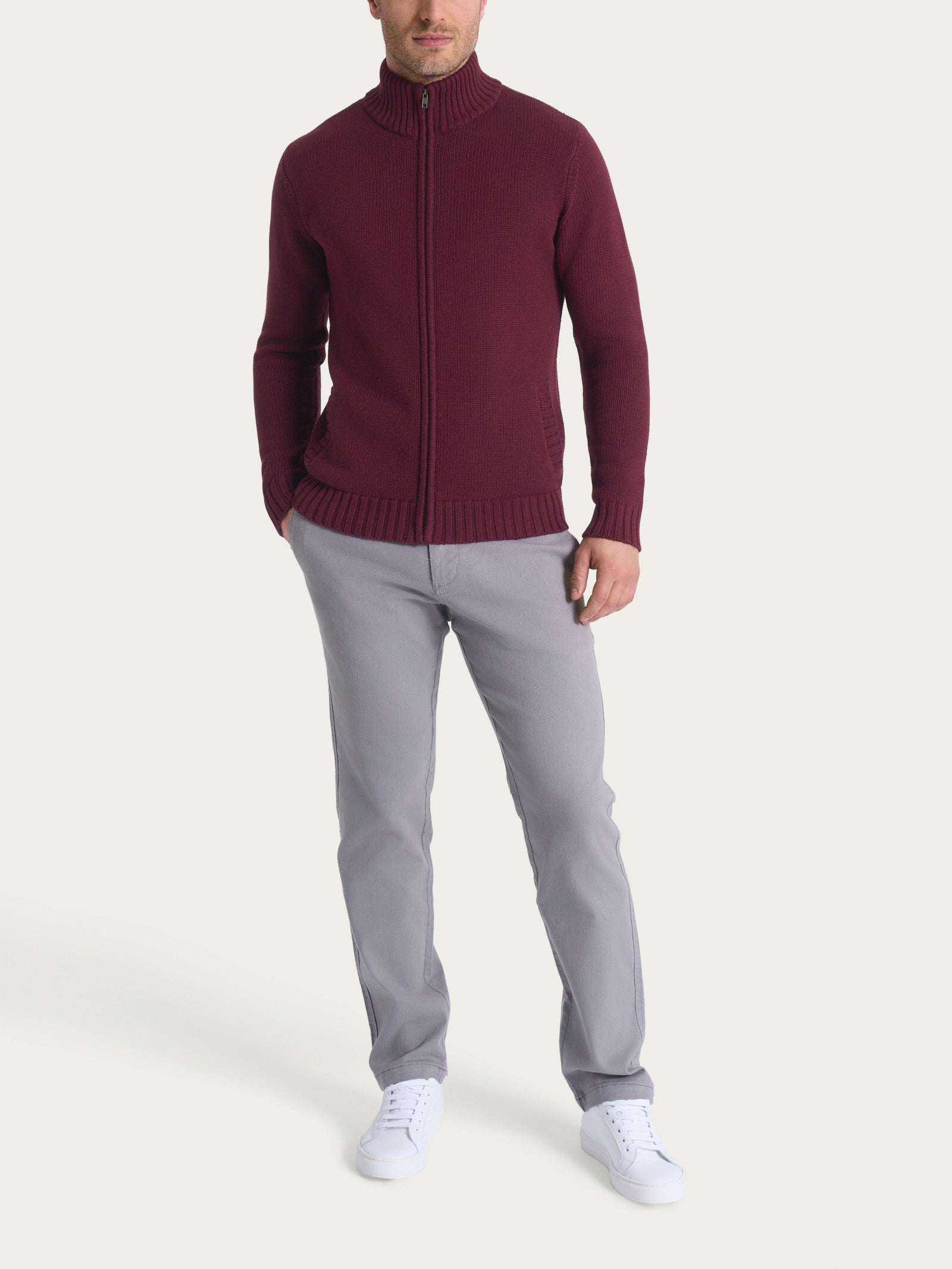 Ragno Winter Cotton cardigan uomo zip viola fig melange