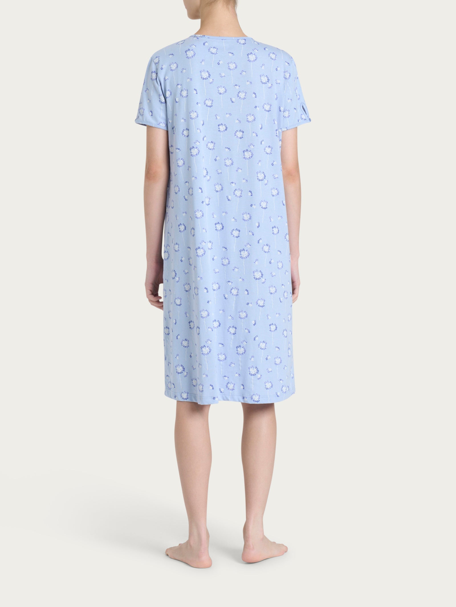 Ragno Jersey Cotone camicia notte aperta Brunnera Blue cotone