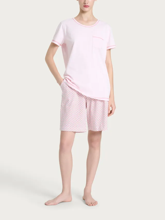 Ragno Jersey Cotone pigiama corto donna Bianco fragole