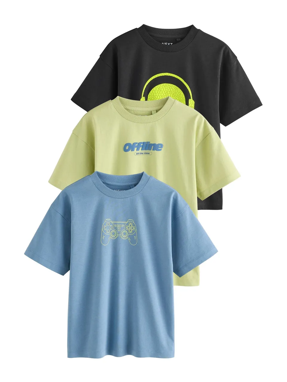 Next T-Shirt Stampa Ragazzo Maniche Corte 3 Pezzi Blu