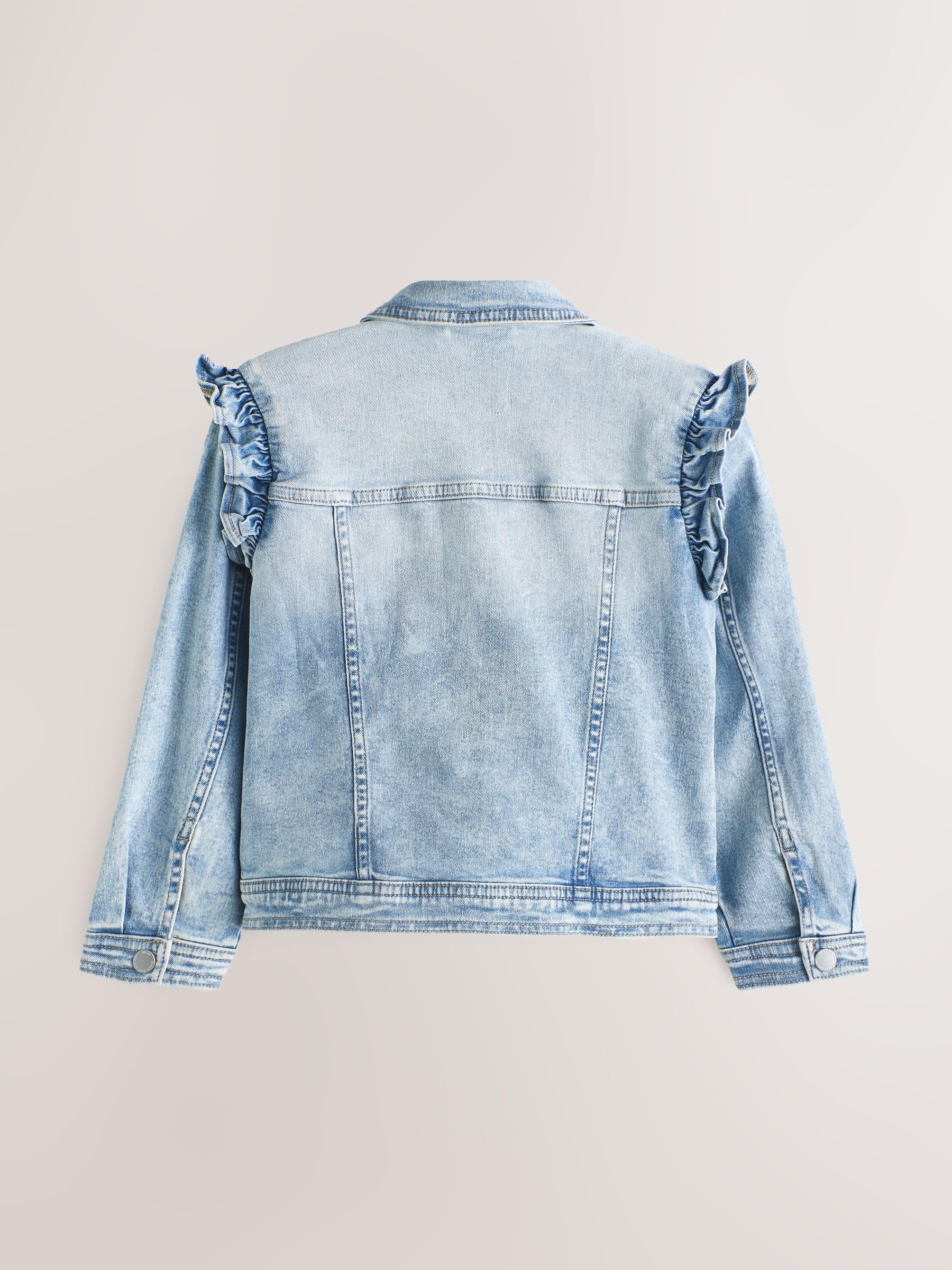 Next giacca jeans bambina ruches 104-110 denim elasticizzato