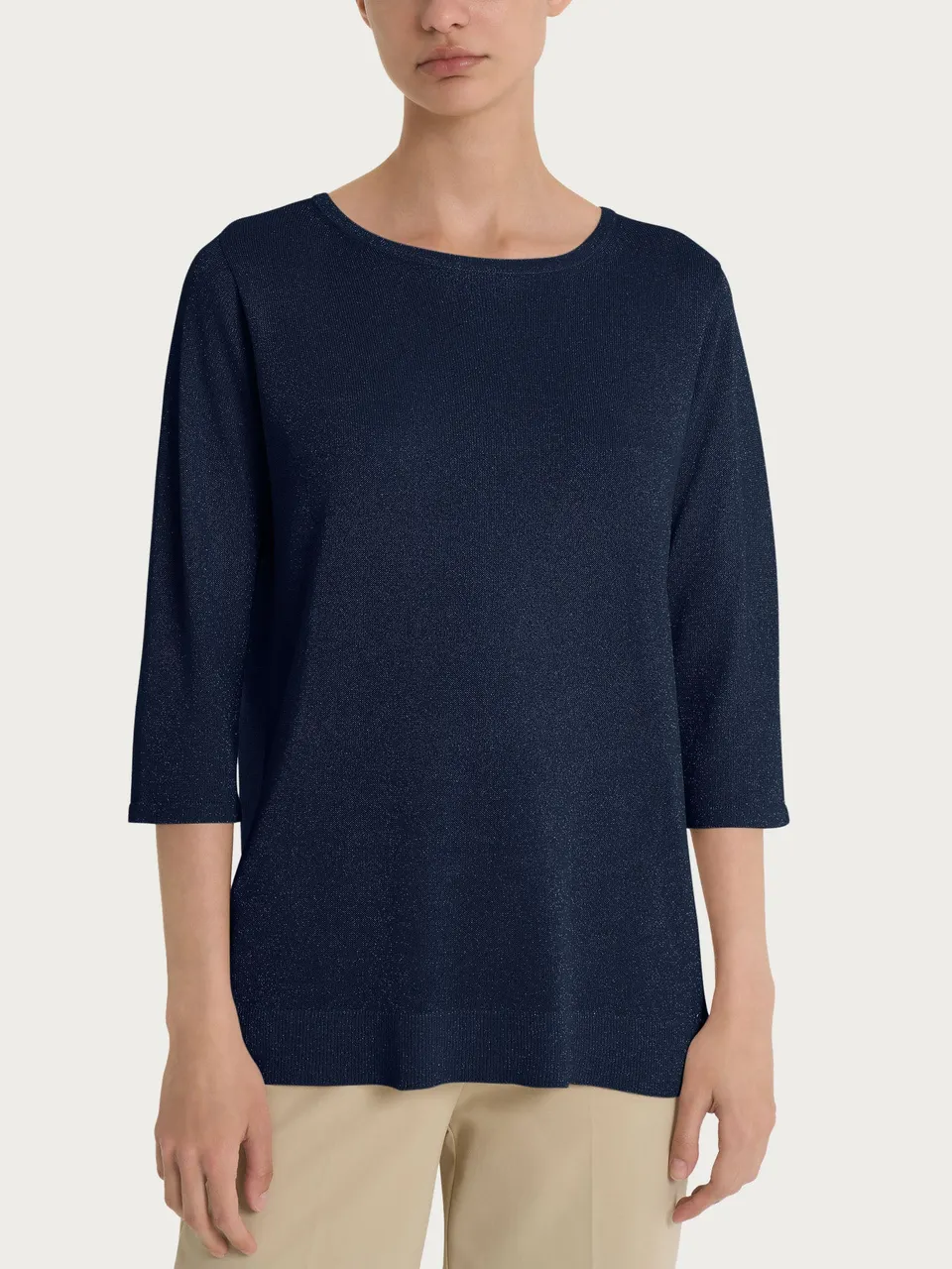 Ragno Maglia con manica 3/4 in Crêpe Lurex pullover bleu