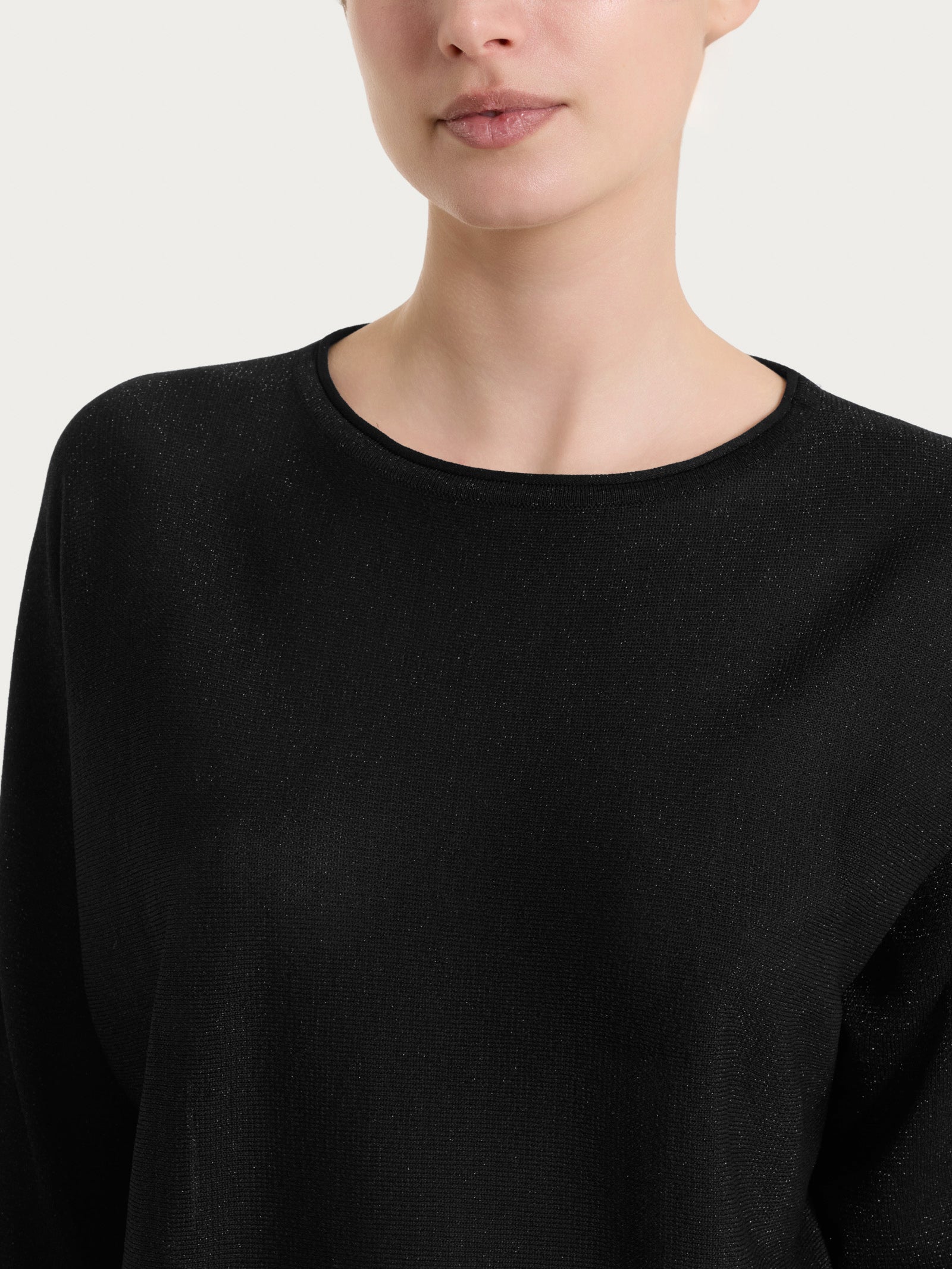 Ragno Crêpe Lurex Maglia pipistrello Nero