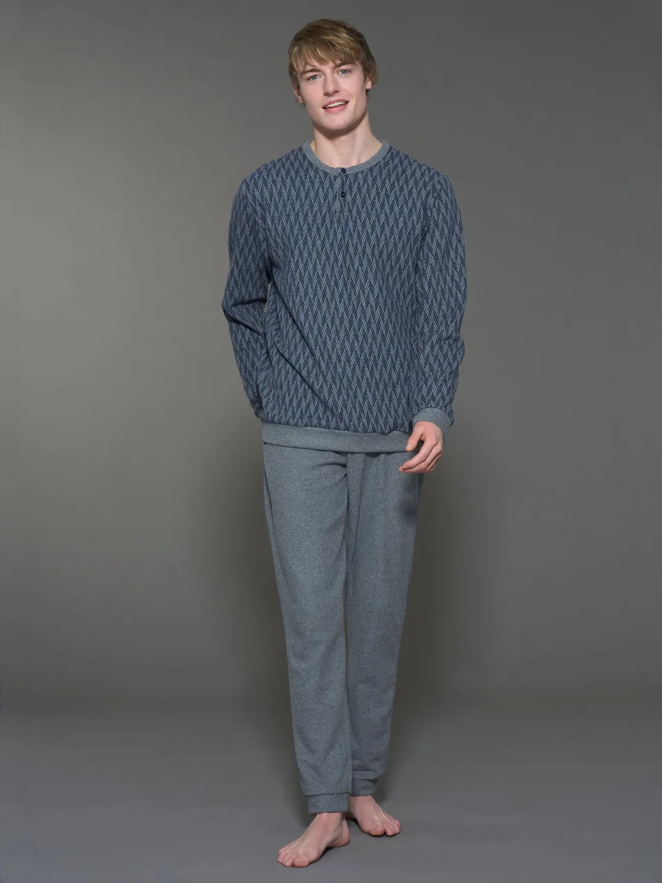 Ragno Cotton Eco Pile pigiama serafino Fant. Indigo Mel.