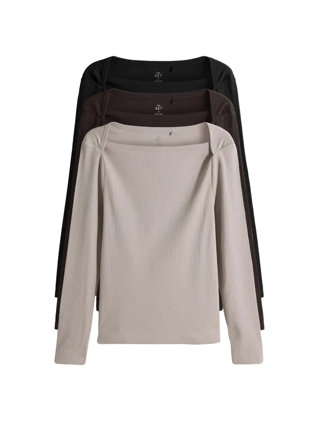Geo Next The Set Top Maniche Lunghe Collo Busta Donna x3