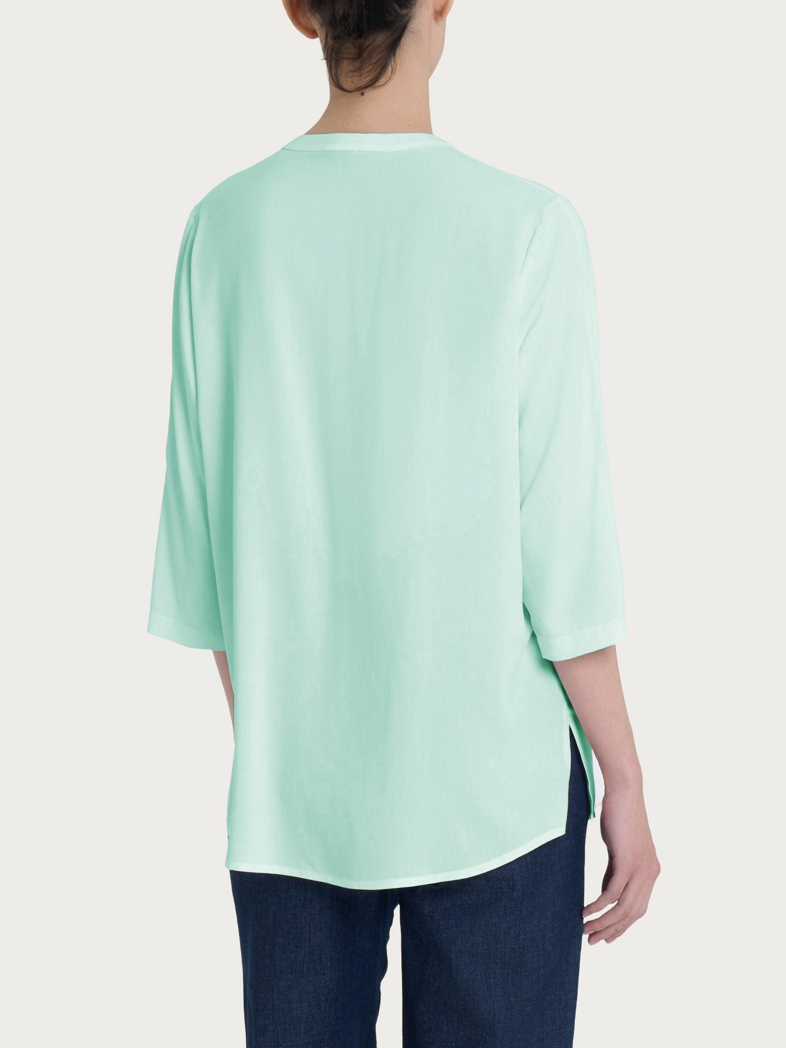Ragno EcoSeta blusa collo coreana 3/4 Bird's Egg Green viscosa