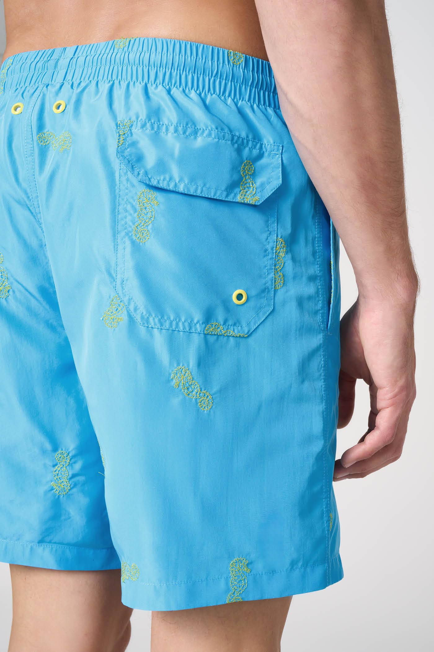 Goldenpoint Ricamo Ippocampo Costume Mare Uomo Media Lunghezza