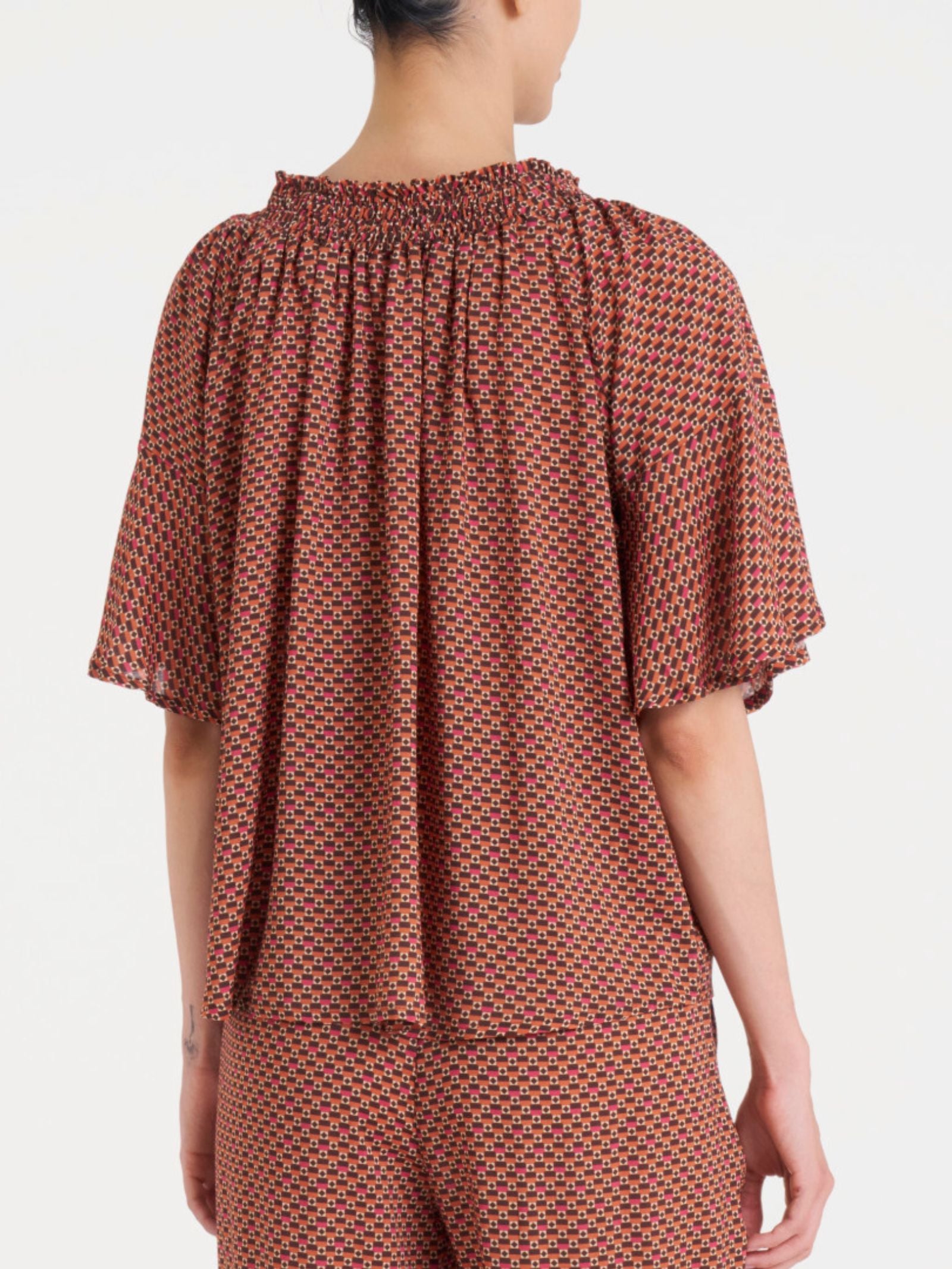Ragno EcoSeta Maxi T-shirt maglietta Spice Route collo smock