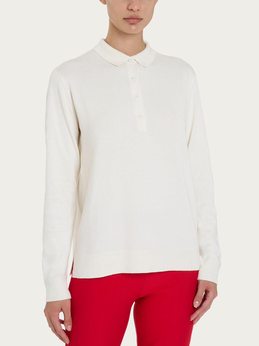 Ragno Four Seasons Polo scollo bottoni donna Avorio viscosa
