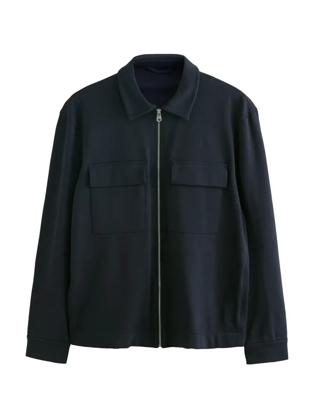 Next N. Premium giacca camicia uomo jersey con zip