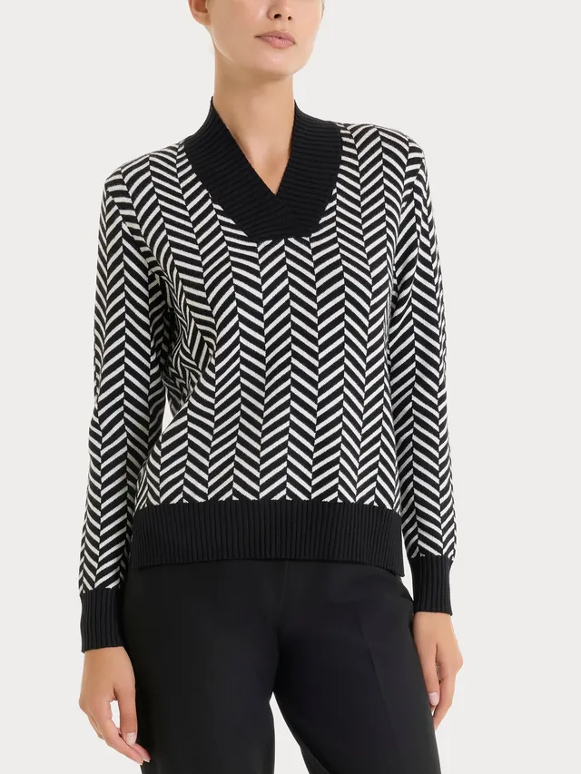 Ragno Super Soft maglia scollo V fantasia nero