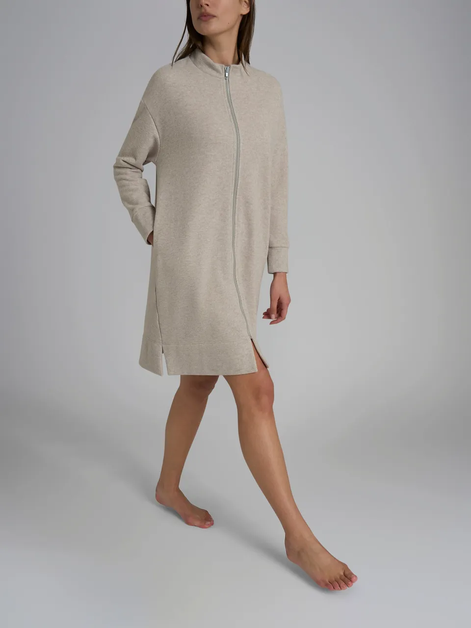 Ragno Cotton Eco Pile vestaglia zip cement