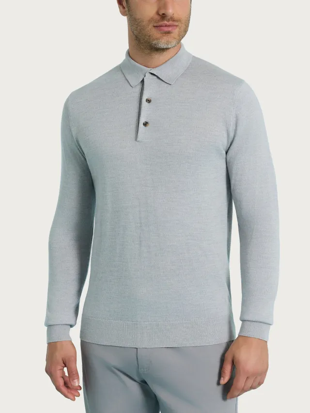 Ragno Merino Soft polo manica lunga Grey Mel. lana merino