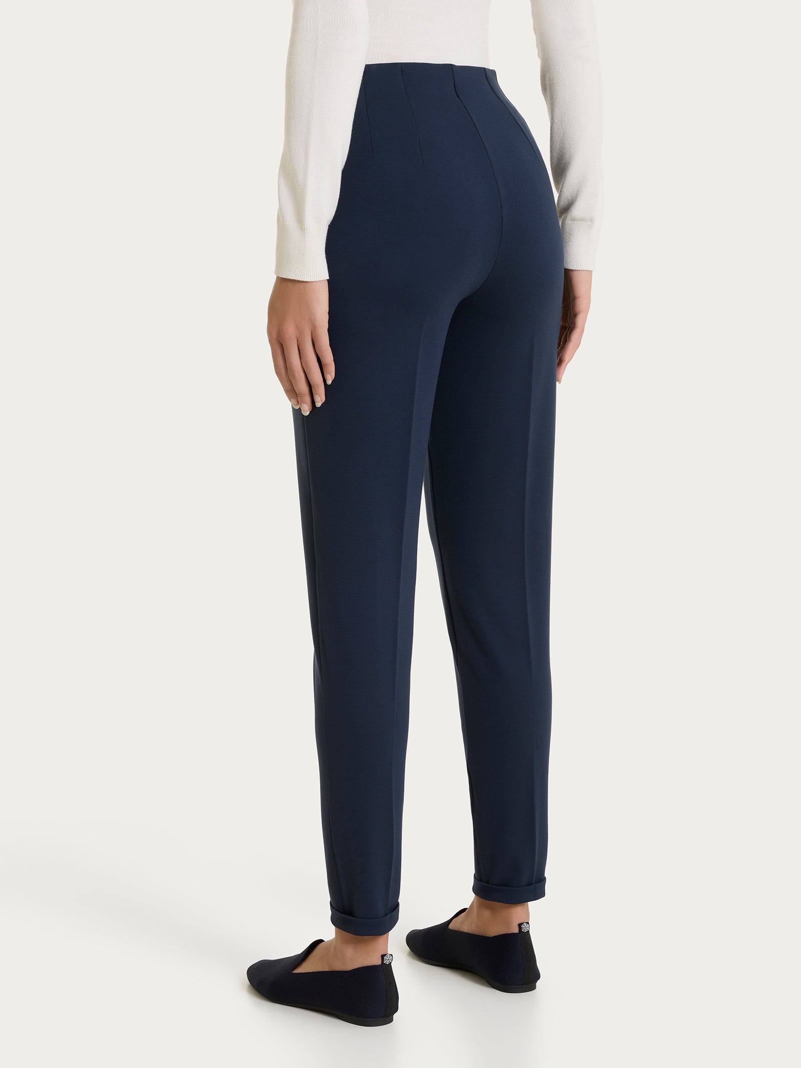 Ragno Compact Pantalone Sigaretta con Risvolto Bleu