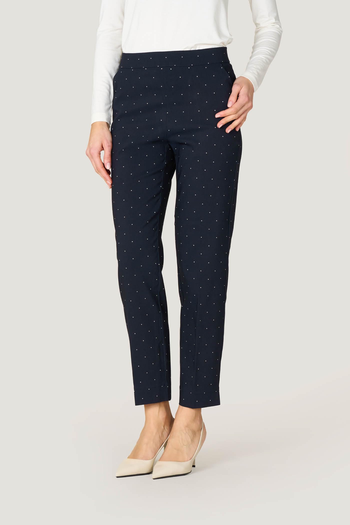Goldenpoint Straight Leggings Micro Pois Vita Elasticata