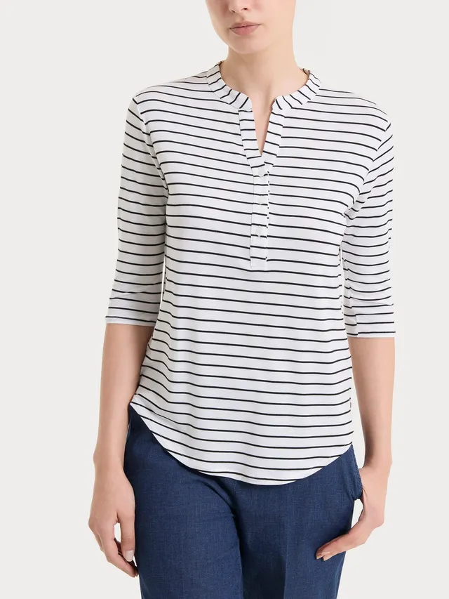 Ragno Summer Light maglietta righe serafino Fant.Bianco