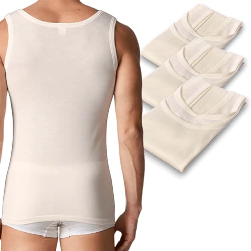 Lady C Canotta Intima Uomo Spalla Larga Lana e Cotone 3 Pezzi