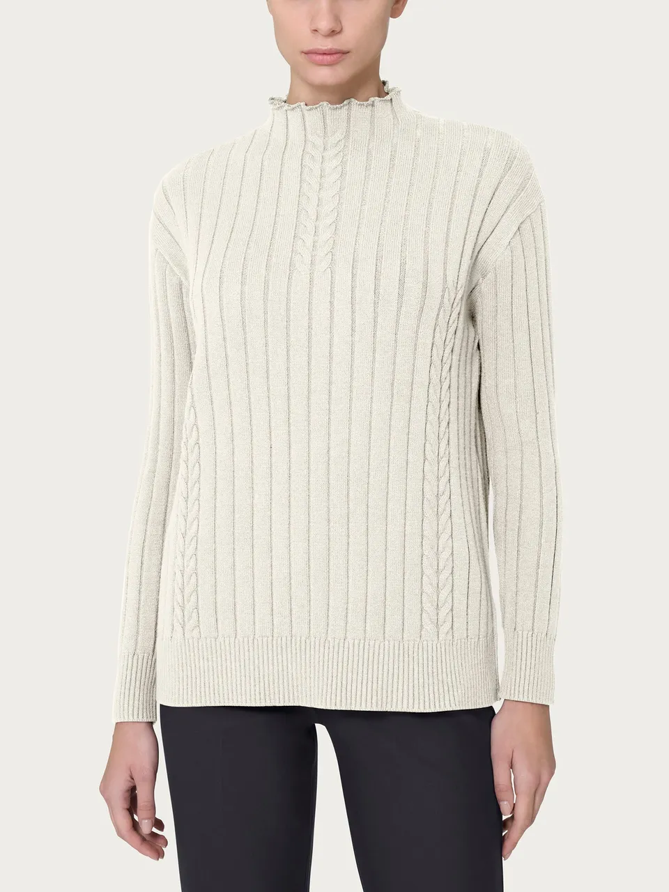 Ragno Four Seasons Lupetto Knit Rib Maglia Avorio calda