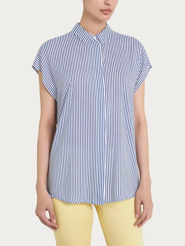 Ragno EcoSeta Camicia Kimono Viscosa Fant.White righe